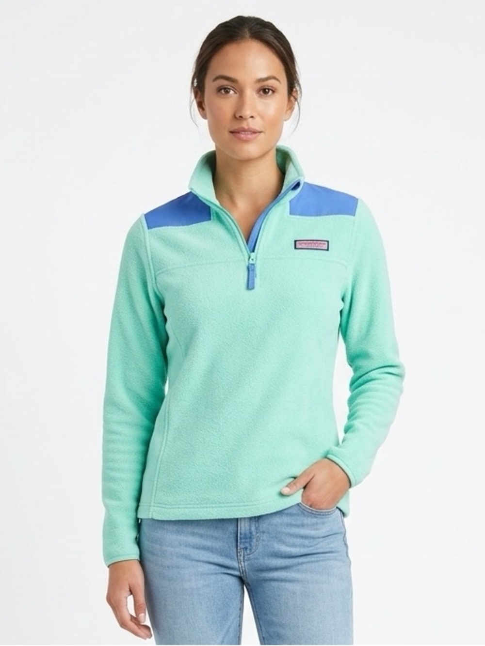VINEYARD VINES Fleece Shep Shirt 1/4 Zip XS Blue